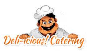 Animated Deli-icious! chef mascot popping up to say hi